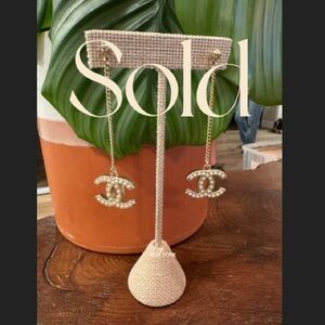 CHANEL Gold and Silver Dangle Earrings